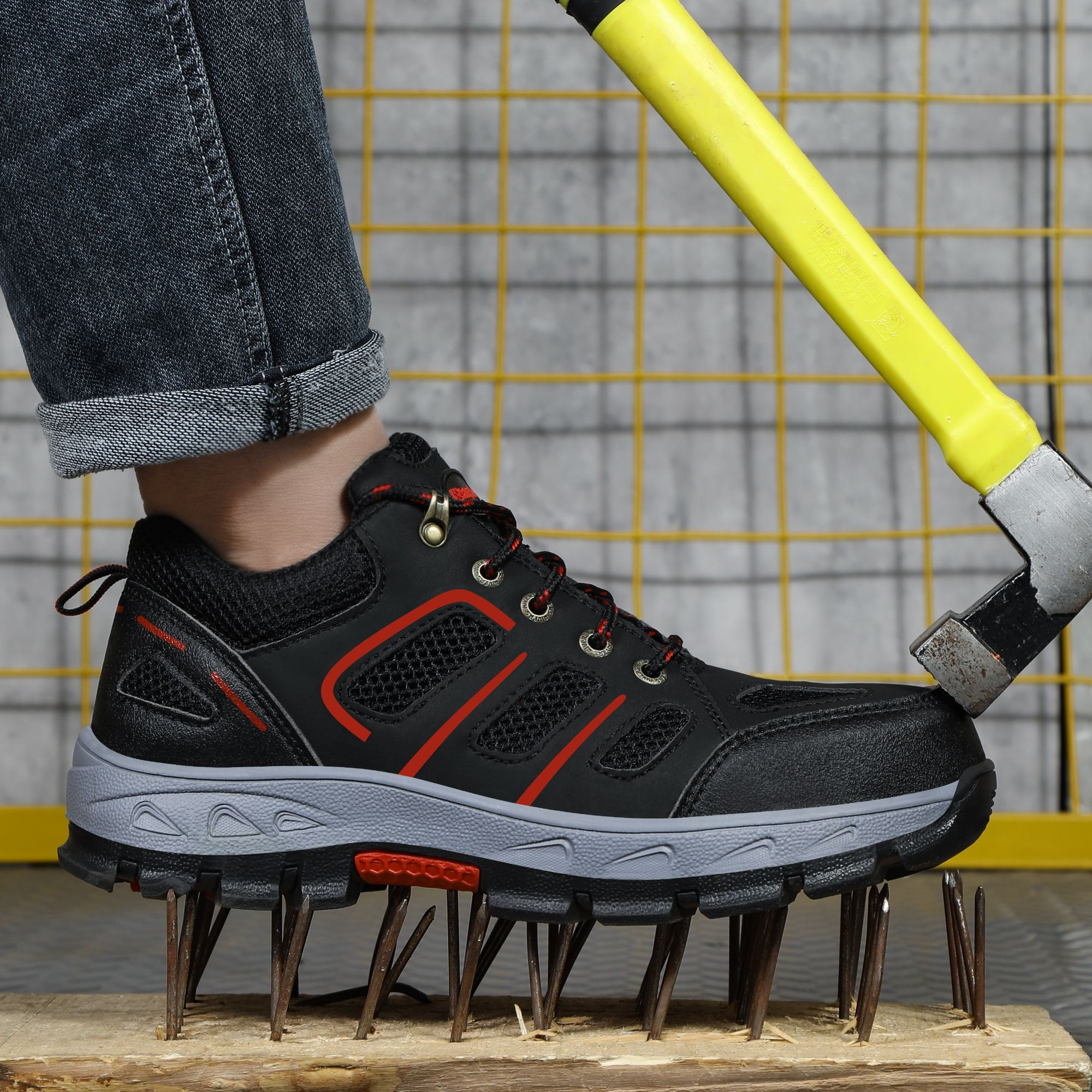 GUYISA Outdoor Safety Shoes Waterproof Microfiber Leather Steel Toe Anti-Puncture Safety Work Shoes