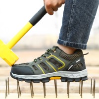 Guyisa Hot Selling Mens Anti Smashing & Puncture Proof Safety Shoes - Breathable Steel Toe Work Boots for Industrial