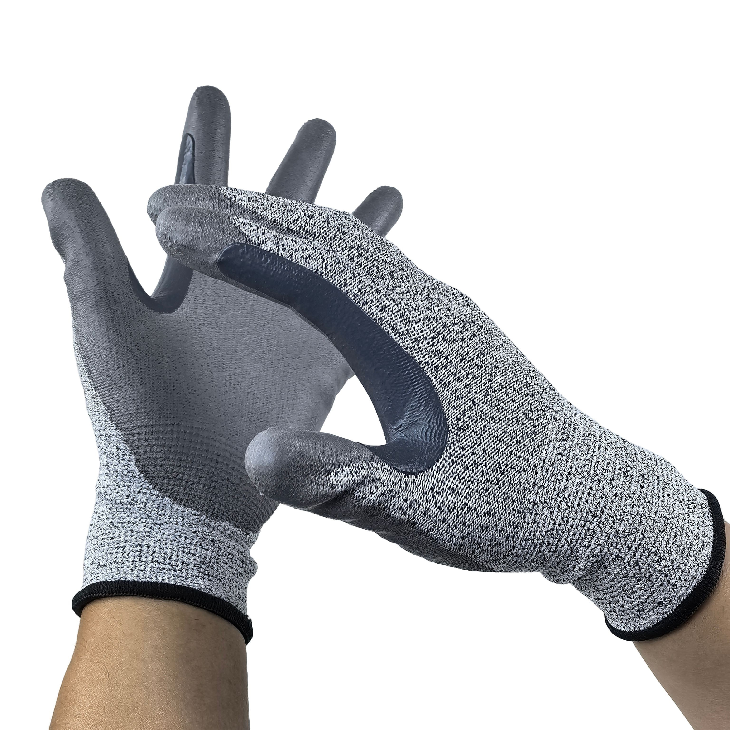 Cut Level C Palm Dipped PU Gloves 13G Reinforced Fourchettes & Voyager Palm for Welding Sparks & Workshop Safety