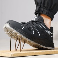 For GUYISA All Seasons Work Style Safety Shoes Black Microfiber Upper Steel Toe Anti-Piercing Insulating Direct Factory