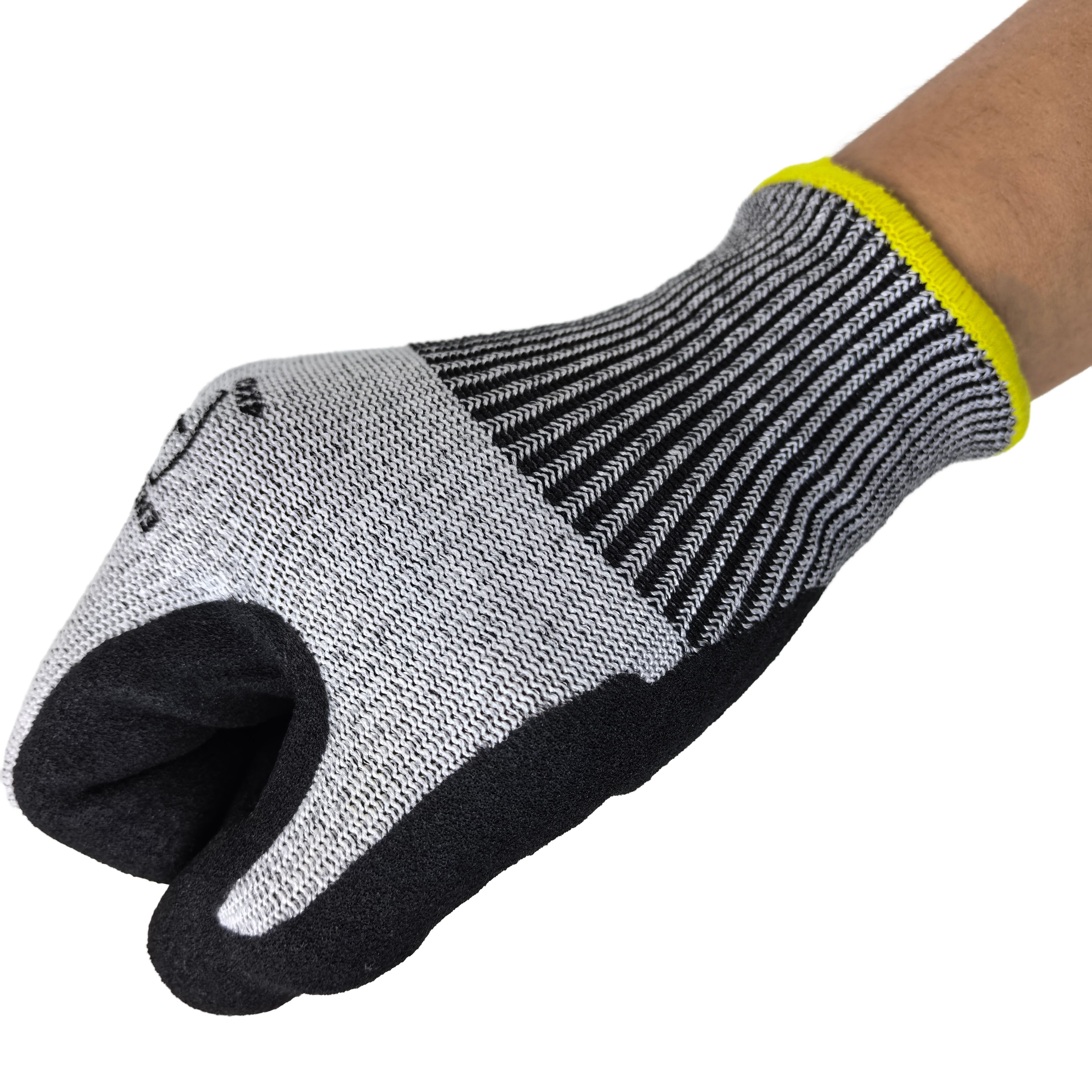 A6 Cut Level Resistant HPPE Nitrile Sandy Gloves 13G for Industrial Safety & Anti-Slip Protection
