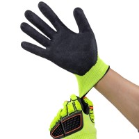 Anti-Vibration TPR Coated Cut Resistant Gloves Nitrile Sandy 13G for Mechanical Repair & Workshop Safety