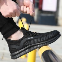 China factory fast delivery workers protection black mesh surface breathable safety shoes CE anti-hit anti-puncture