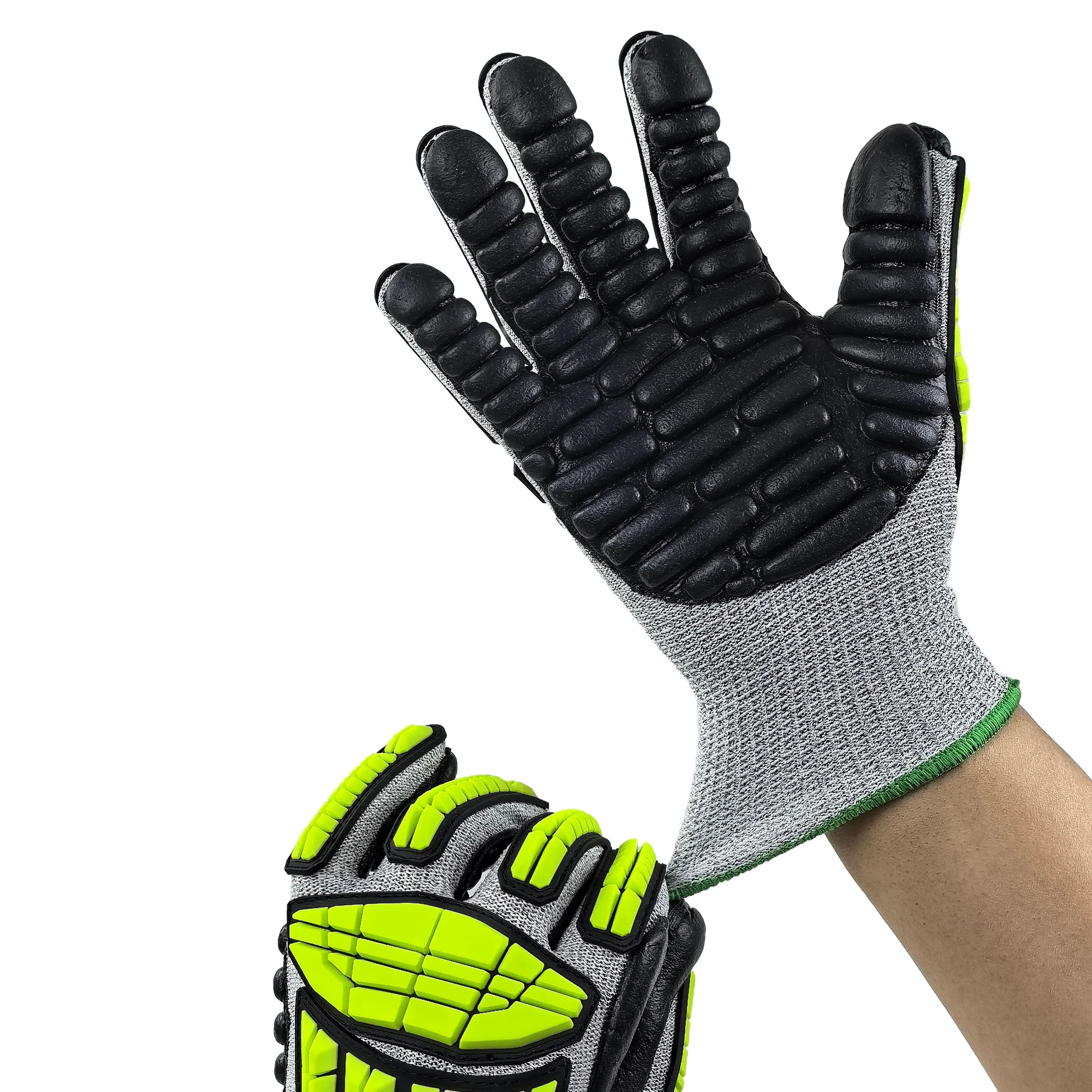 Cut Level 5 Anti-Impact TPR Stitched Gloves 7G with HPPE & Steel Knit Foam Rubber Palm for Heavy Duty Repair & Workshop