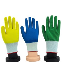 Crinkle Wave Latex Coated Gloves 13G Nylon Lined for Industrial Grip Enhancement & Chemical Resistance