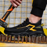 GUYISA Mens Work Safety Shoes Four Seasons Anti-Slip & Puncture-Resistant Steel Toe Cap for Comfort Foot Protection
