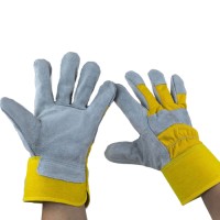 Natural Top Grain Cowhide Reinforced Index Finger Gloves Twill Fabric with Multi-Blend Fleece Half Liner for Industrial