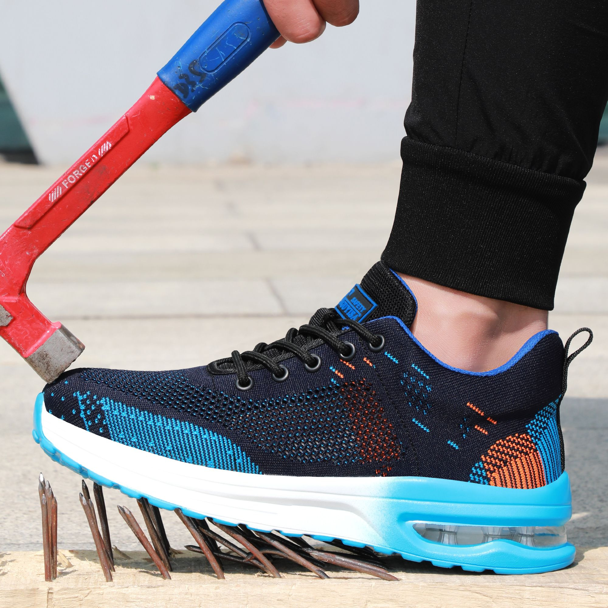 GUYISA Fashionable Highly Breathable and Lightweight Shock Absorbing Flexible Puncture Proof Outdoor Safety Shoes