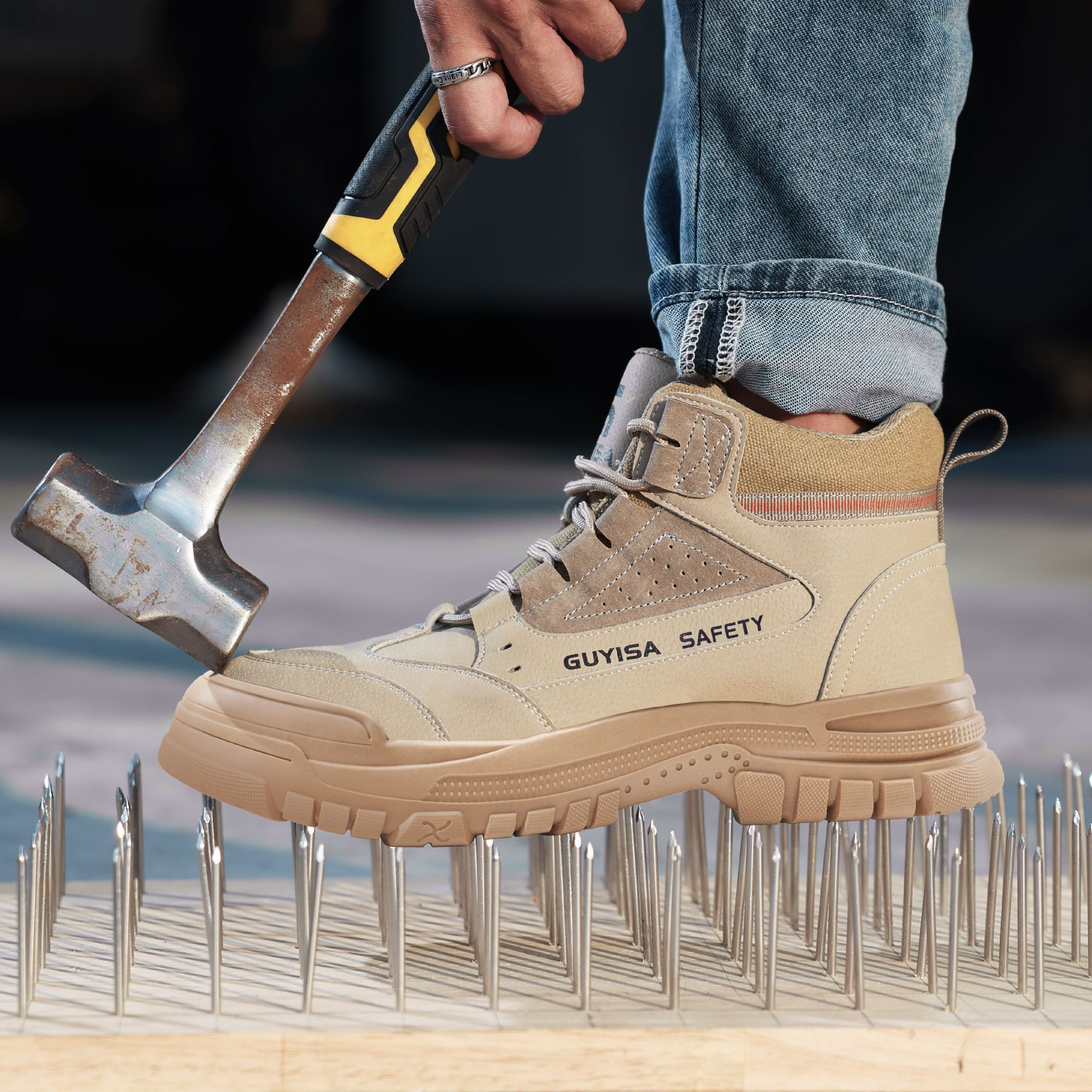 GUYISA Modern Steel Toe Safety Shoes for Workwear - Anti Smashing, Anti Piercing, Four Season Wear