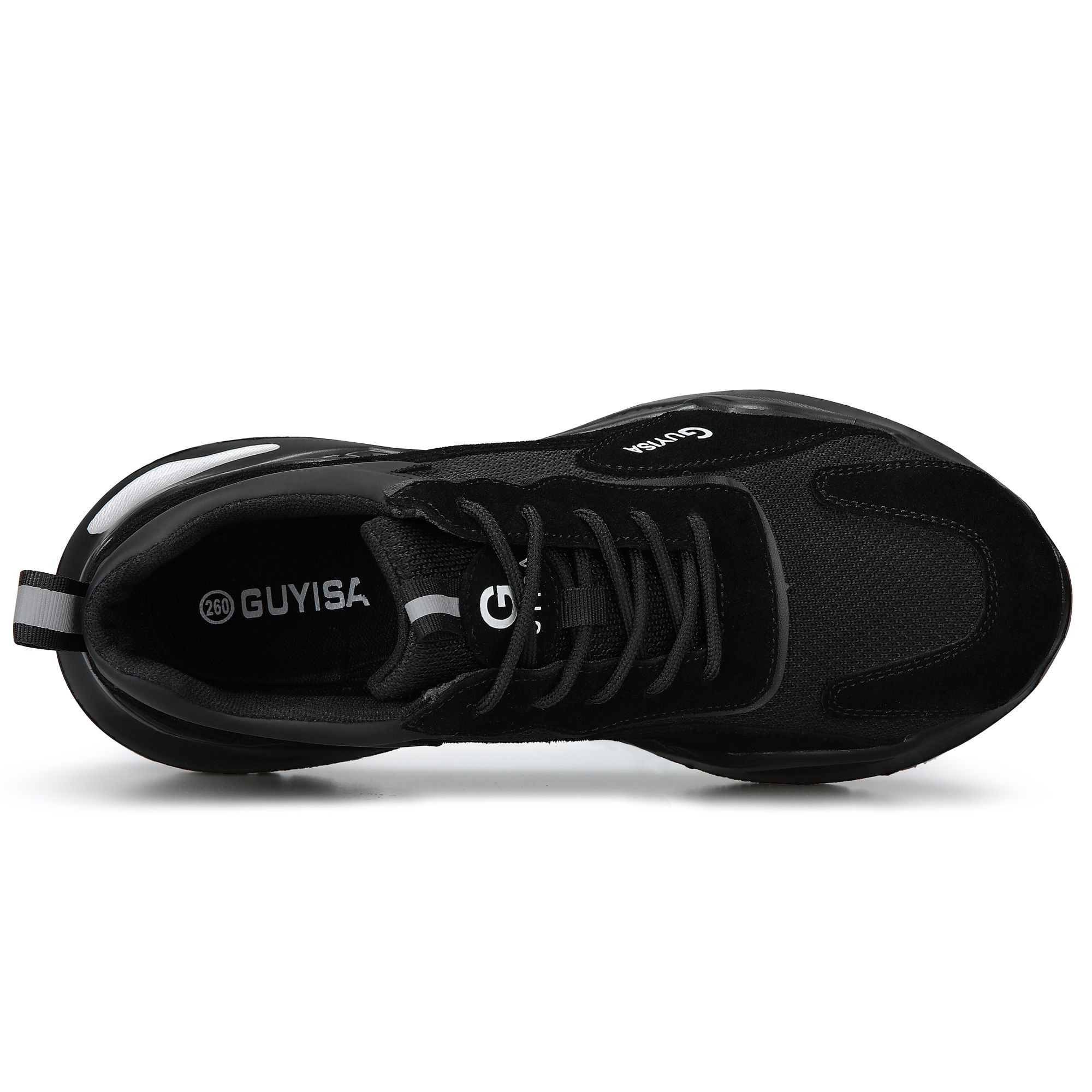GUYISA Men Black Lightweight Safety Shoes Steel Toe Sneakers Without Laces for Women