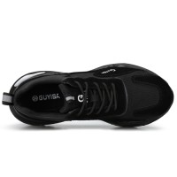 GUYISA Men Black Lightweight Safety Shoes Steel Toe Sneakers Without Laces for Women