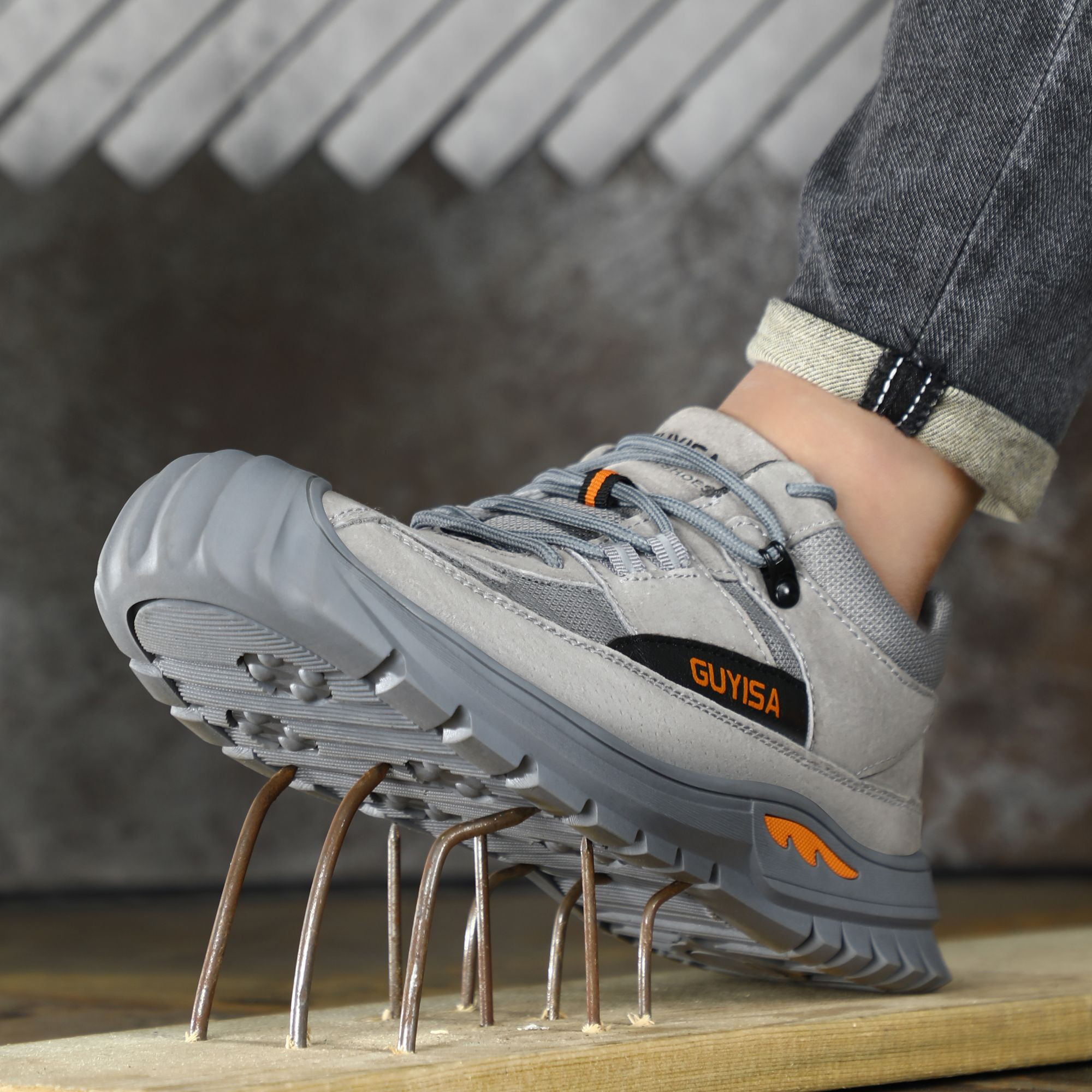 GUYISA Fashion New Factory Direct Sales Breathable Mesh Work Shoes Outdoor Sports Mens Steel Toe Safety Shoes