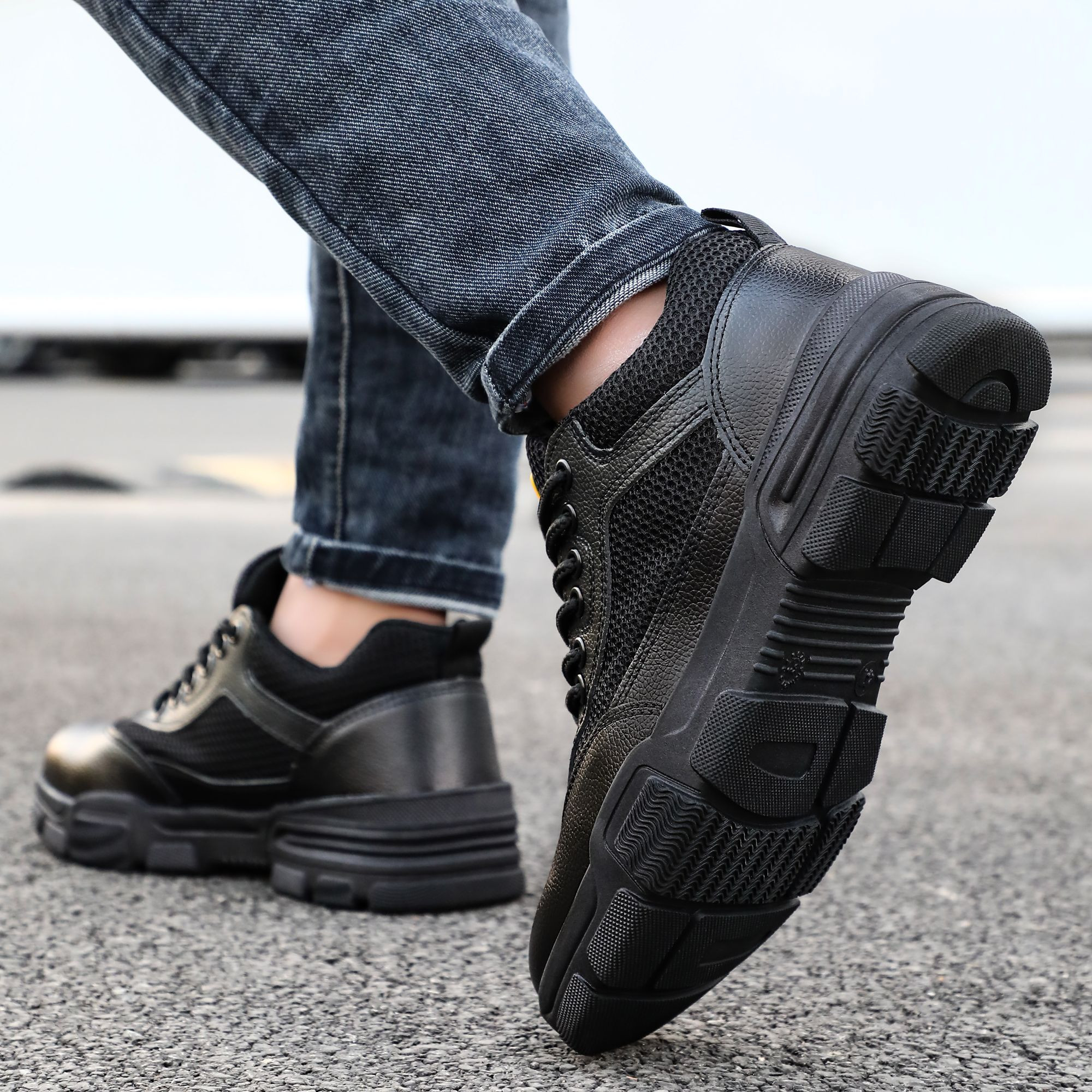 GUYISA Summer Hot Sale Mens Steel Toe Safety Shoes Anti-Scratch and Rust Proof Industrial Work Boots