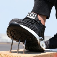 Outdoor Safety Shoes Breathable Mens Sports Steel Toe Safety Shoes Smash-proof Puncture-proof Safety Shoes for Women