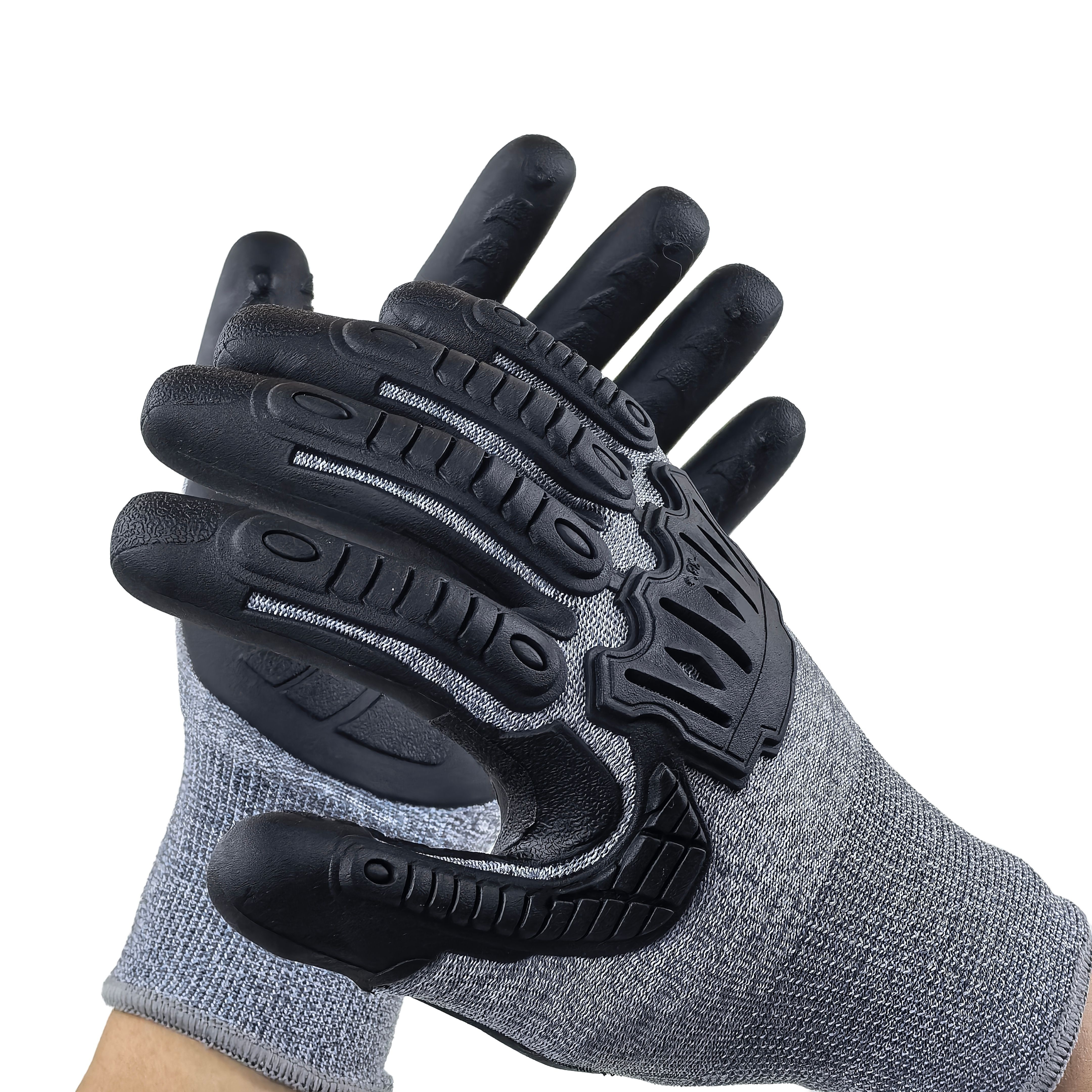 Shock-Absorbing TPE Gloves Marl Grey Nylon Spandex Blend 15G for Warehouse Safety & Logistics Handling