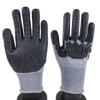 Shock-Absorbing TPE Gloves Marl Grey Nylon Spandex Blend 15G for Warehouse Safety & Logistics Handling