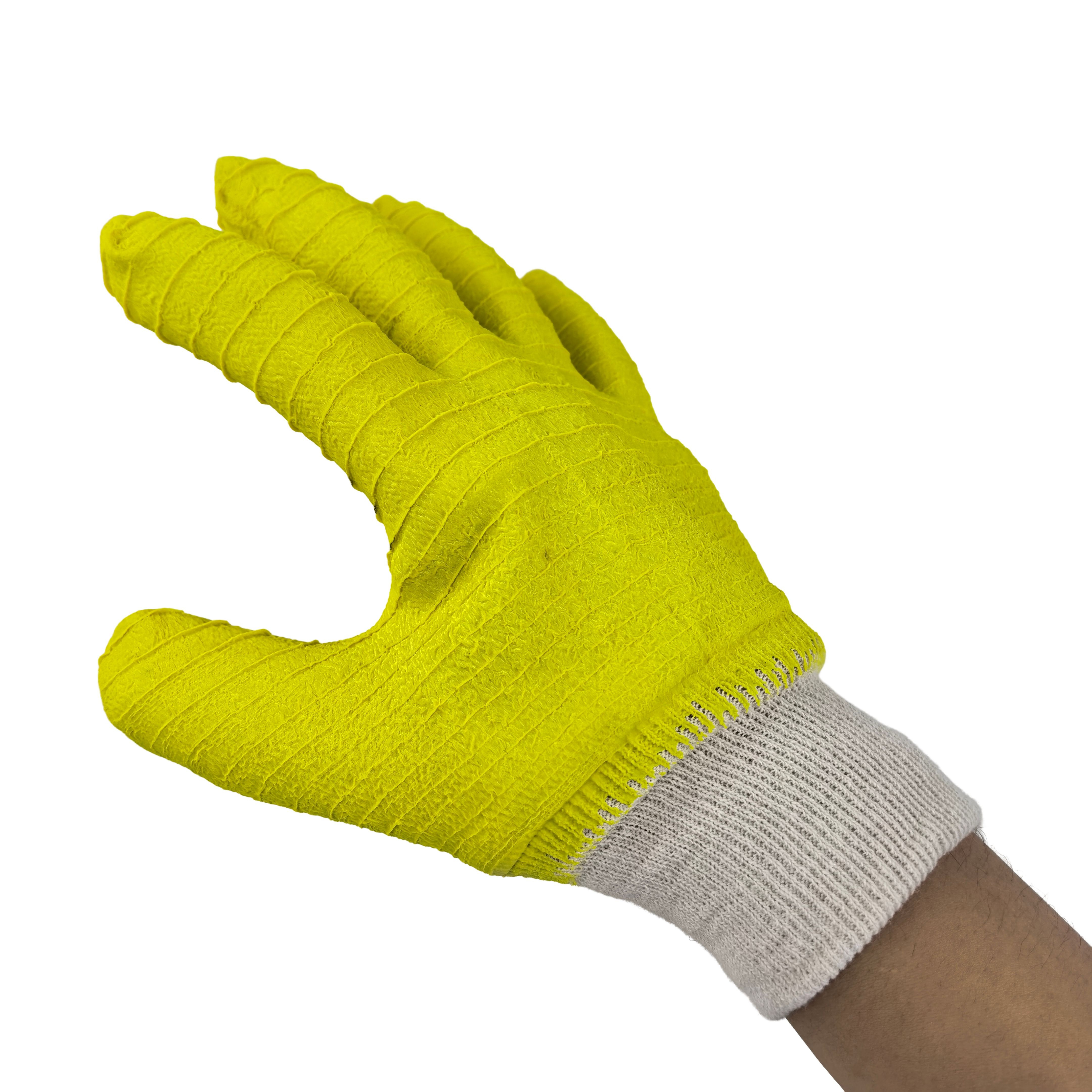 Crinkled Latex Coated Work Gloves "9A Gauge" Woven Fabric Full Finger for Chemical Handling & Industrial Protection