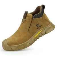 Professional-Grade Mens Heat-Resistant Steel Toe Safety Boots Suede Leather for Welding Operations Foot Protection