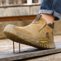 Professional-Grade Mens Heat-Resistant Steel Toe Safety Boots Suede Leather for Welding Operations Foot Protection