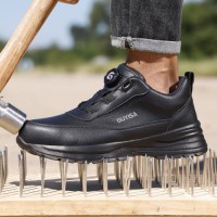 Leather Safety Shoes for Men Steel Toe Anti Slip Waterproof Rubber Outsole Leather Safety Shoes for Men