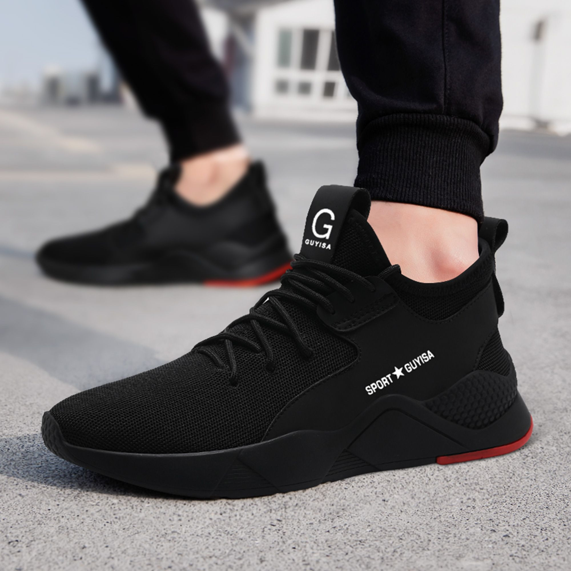GUYISA Hot Sale Anti Puncture Breathable Microfiber Steel Toe  Labor Safety Shoes for Construction Welding Work