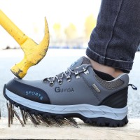 GUYISA2025 Hot Sale Waterproof Microfiber Anti-Slip Anti-Puncture Work Shoes Mens Steel Toe Safety Shoes