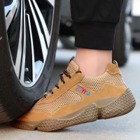 Steel Toe Safety Shoes Suede Leather Wear Resistant Sole Industrial Work Protection