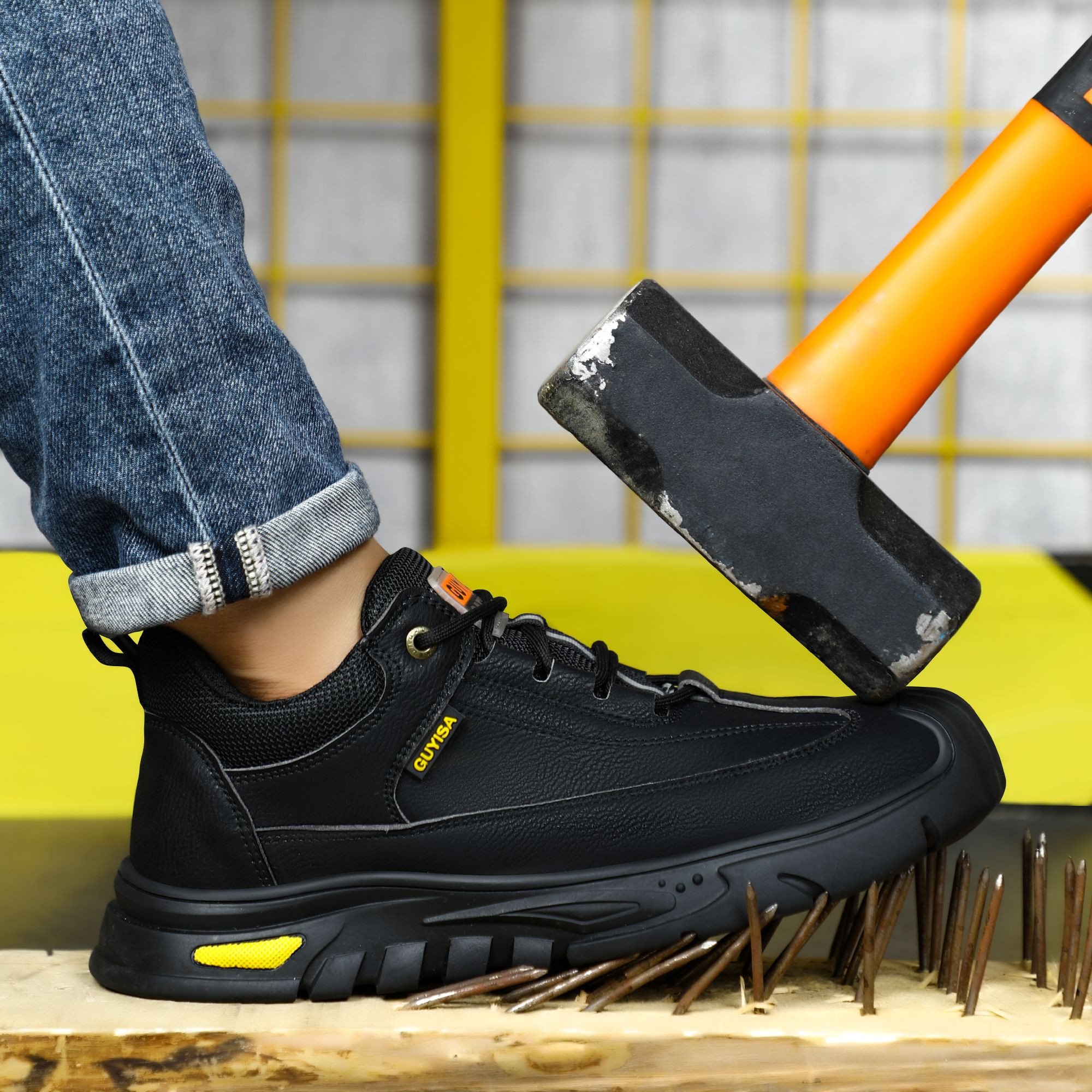 Fashion Hot Sale Work Shoes Outdoor Work Anti-Smash Steel Toe High Quality Mens Safety Shoes