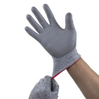 Cut Resistant HPPE Palm Dipped Gloves 13G Grey PU Coated for Industrial Handling & Workshop Safety