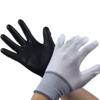 Multi-Color PU Palm Dipped Work Gloves 13G Polyester Base in White, Grey, Black for Enhanced Grip & Material Handling