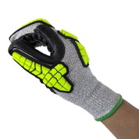 Cut Level 5 Anti-Impact TPR Stitched Gloves 7G with HPPE & Steel Knit Foam Rubber Palm for Heavy Duty Repair & Workshop