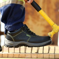 GUYISA High Quality Mens Labor Protection Safety Shoes Anti-Smashing & Piercing Widen Steel Toe Leather with PU Outsole