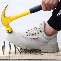 Safety Shoes: Suede Leather and Mesh Upper, Steel Toe, Kevlar Midsole, Rubber Outsole