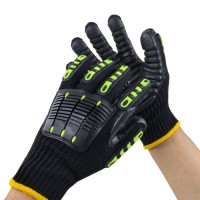 Anti-Impact Stitched TPR Gloves 7G Five-Finger with Foam Rubber Palm for Auto Repair & Workshop Safety