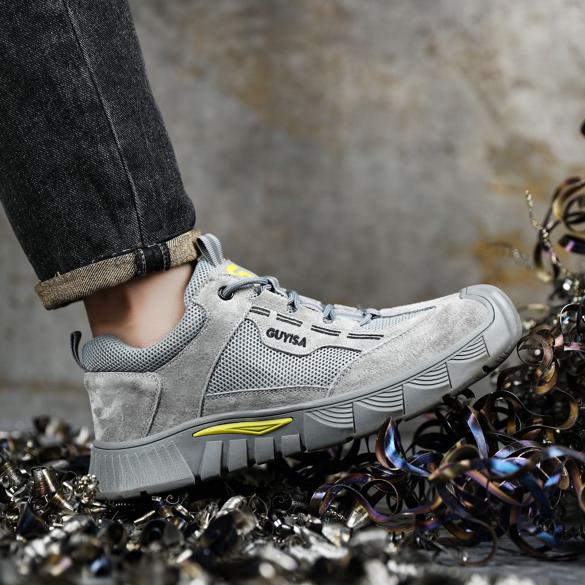 GUYISA Summer 10KV Insulated Safety Shoes Anti Puncture Impact Plastic Toe Construction Site