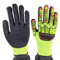 Anti-Vibration TPR Coated Cut Resistant Gloves Nitrile Sandy 13G for Mechanical Repair & Workshop Safety