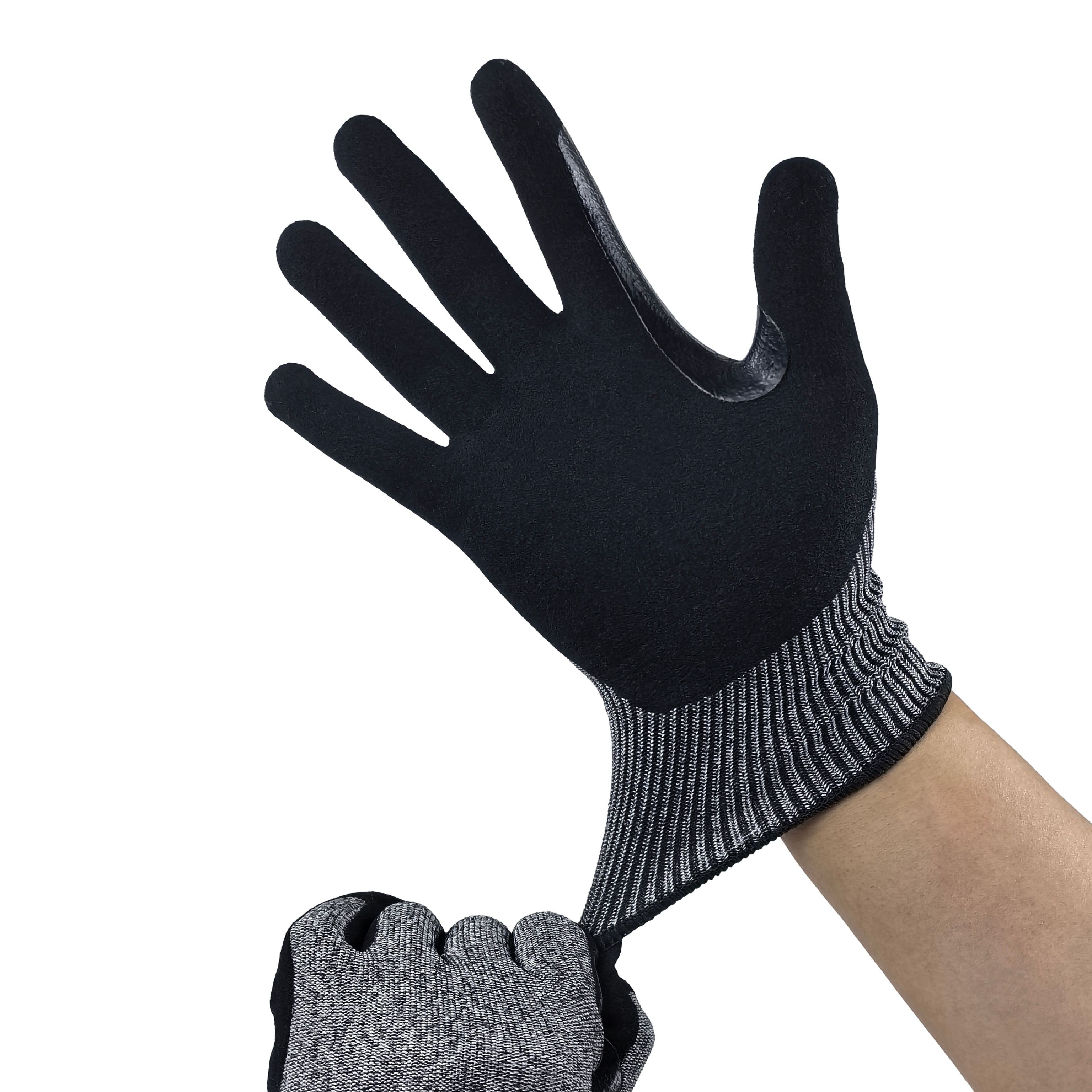 Cut Resistant Sandy Nitrile Gloves 15G with Reinforced Fourchettes & Voyager Palm for Metal Handling & Workshop Safety