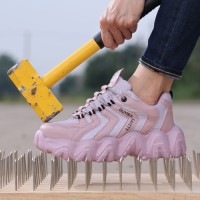 Newly Designed Pink Womens Safety Work Shoes with EVA Soles for Industrial & Sports Activities