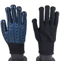 Non-Slip PVC Dotted Gloves 10G Black Poly-Cotton Blend for Enhanced Grip in Material Handling & Logistics