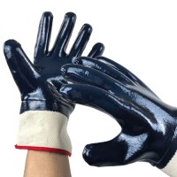 Premium Grade A Cotton Woven Safety Cuff Nitrile Gloves for Food Processing & Chemical-Resistant Protection