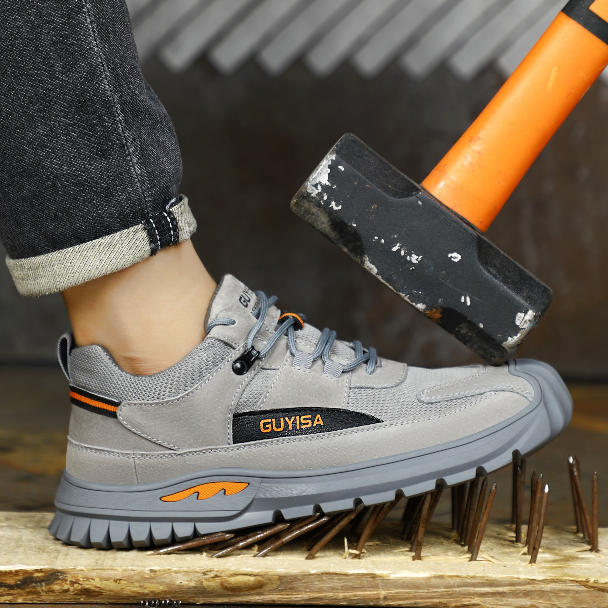 GUYISA Fashion New Factory Direct Sales Breathable Mesh Work Shoes Outdoor Sports Mens Steel Toe Safety Shoes