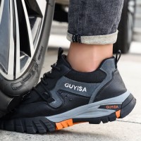 GUYISA Mens Anti-Puncture Impact-Resistant Steel Toe Shoes for Industry Construction New Arrival Foot Protection Safety