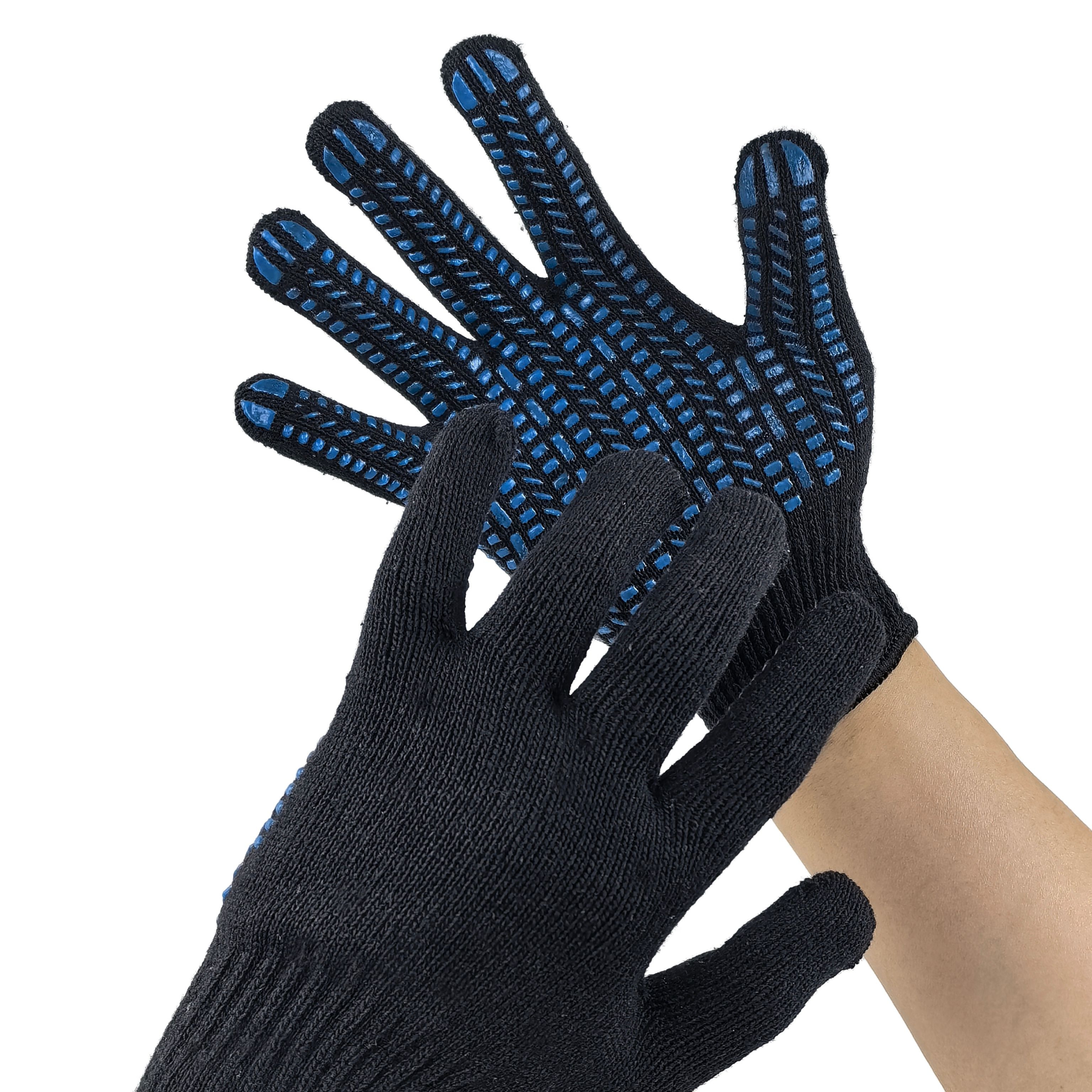 Non-Slip PVC Dotted Gloves 10G Black Poly-Cotton Blend for Enhanced Grip in Material Handling & Logistics