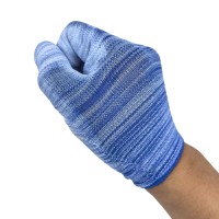 White PU Palm Dipped Gloves 13G Striped Nylon Blend for Enhanced Visibility & Workshop Safety