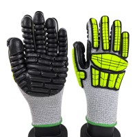 Cut Level 5 Anti-Impact TPR Stitched Gloves 7G with HPPE & Steel Knit Foam Rubber Palm for Heavy Duty Repair & Workshop