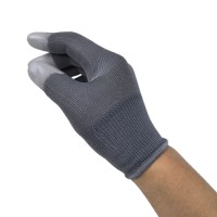 Finger-Tip PU Dipped Gloves 13G Polyester Base in White, Grey, Black for Enhanced Tactile Sensitivity & Precision Assem