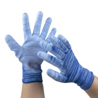 White PU Palm Dipped Gloves 13G Striped Nylon Blend for Enhanced Visibility & Workshop Safety