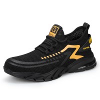 GUYISA Mens Work Safety Shoes Four Seasons Anti-Slip & Puncture-Resistant Steel Toe Cap for Comfort Foot Protection