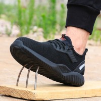 Mens Fashion Safety Shoes Anti-Slip Puncture-Proof with Steel Toe for Sports Womens Feminino Foot Protection