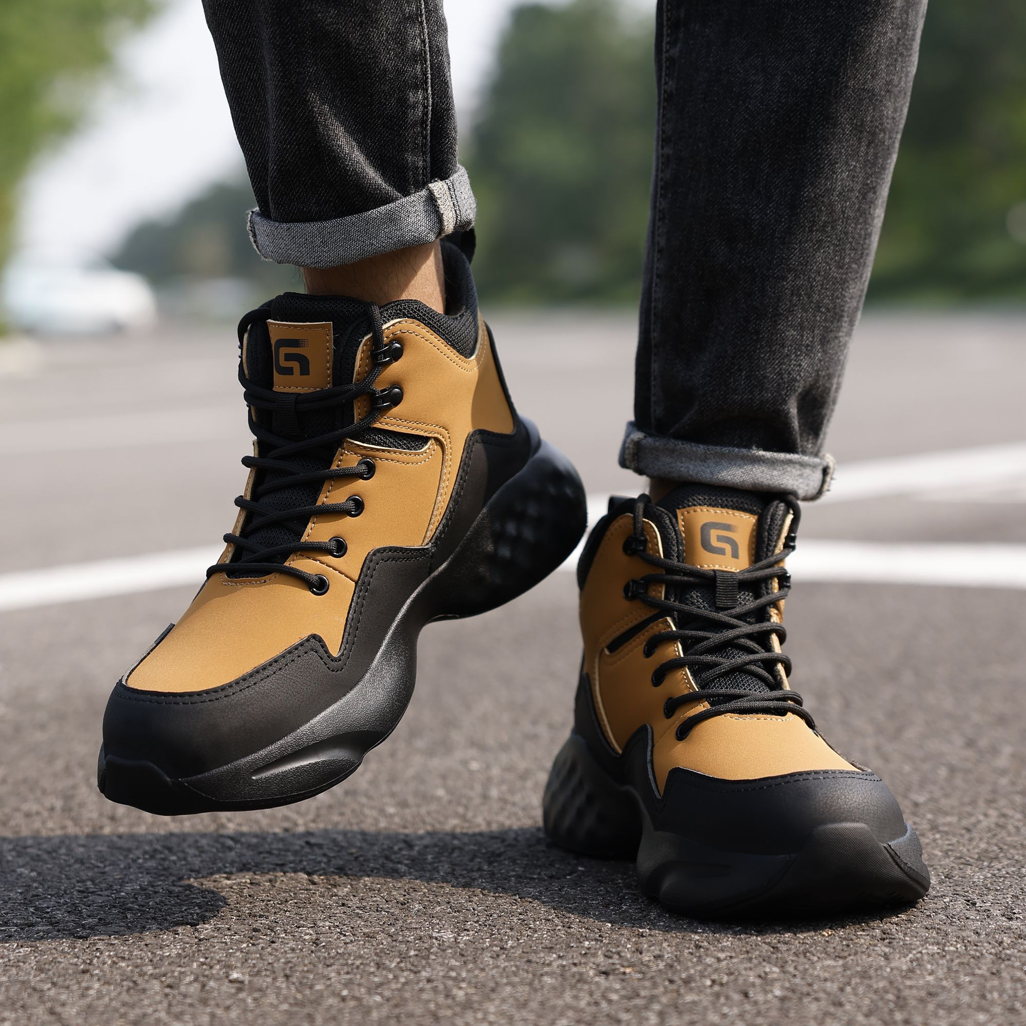 Mens Work Safety Shoes Waterproof Non-Slip Steel Toe Breathable Puncture Resistant for Factory